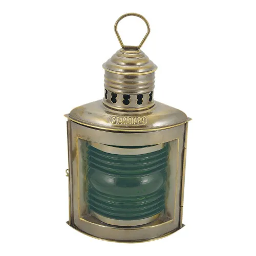 Steuerbordlampe mit Petroleumbrenner Schiffslampen aus Messing antik 23 cm