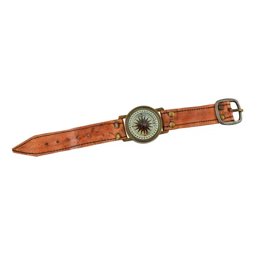Armband-Kompass aus Messing antik/Leder 27,5 cm