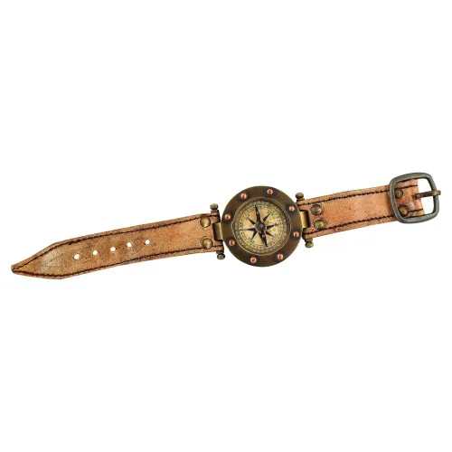 Armband-Kompass aus Messing antik/Leder 27,5 cm