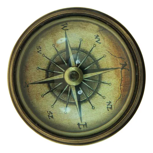 Kompass mit Domglas aus Messing 3 cm antik