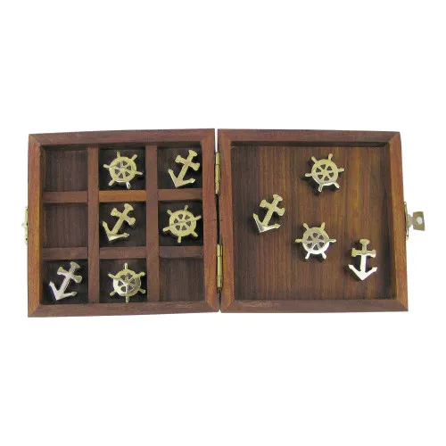 Spiel - Anker & Steuerrad aus Holz/Messing 10 cm