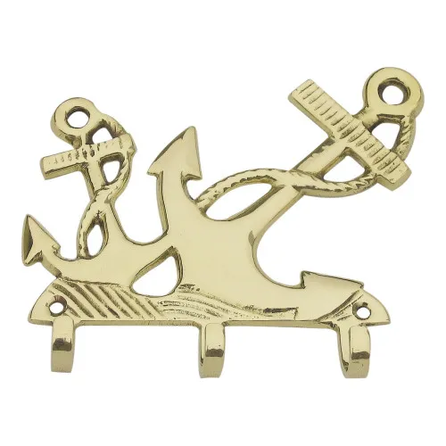Schlüsselhaken - Anker Wandhaken aus Messing 13 x 11 cm