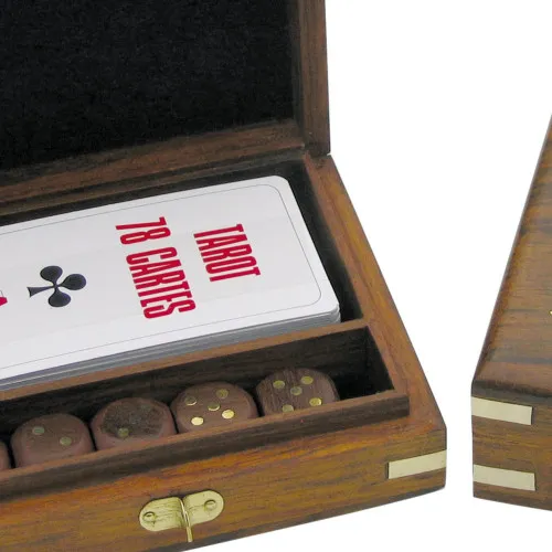 Tarot-Kartenspiel & Würfel in der Holzbox – weitere Ansicht