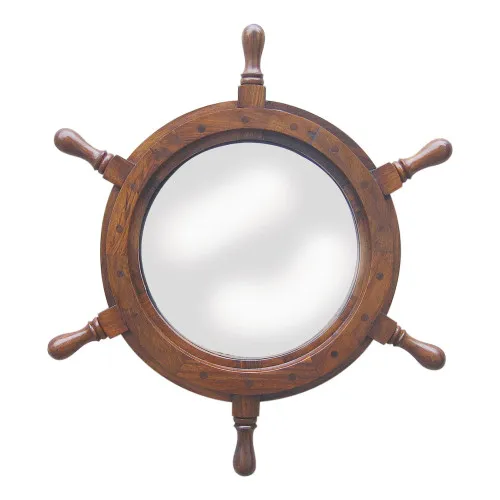 Spiegel-Steuerrad aus Holz/Glas