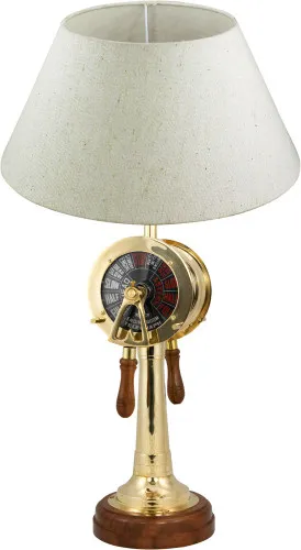 Lampe - Maschinentelegraf Schirmlampe aus Holz/Messing 59 cm