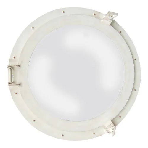 Bullaugenspiegel aus Aluminium in Elfenbein-Optik