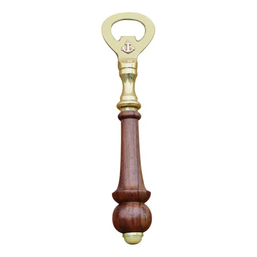Flaschenöffner Kapselheber aus Messing/Holz 4,5 x 18 cm