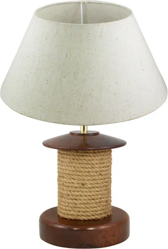 Lampe - Tau Schirmlampe aus Holz/Tau