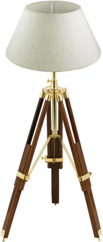 Stativ-Lampe Schirmlampe aus Holz/Messing