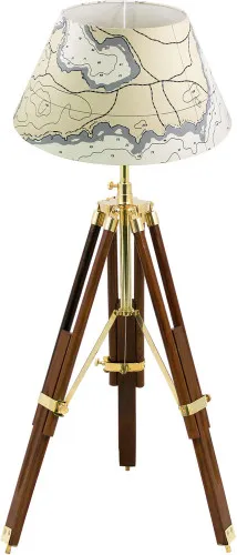 Stativ-Lampe Kartenoptik Schirmlampe aus Holz/Messing 38 x 83,5 cm