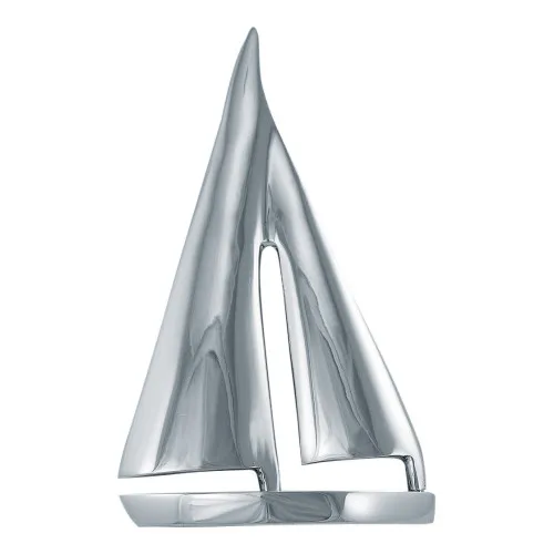 Segelyacht Boot aus Messing vernickelt 12 x 19 cm
