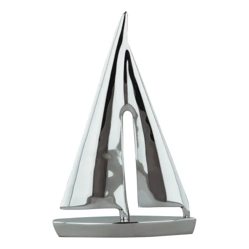 Segelyacht Boot aus Messing vernickelt 14,5 x 22,5 cm