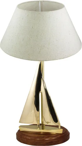 Lampe - Segelyacht Schirmlampe aus Holz/Messing 60 cm