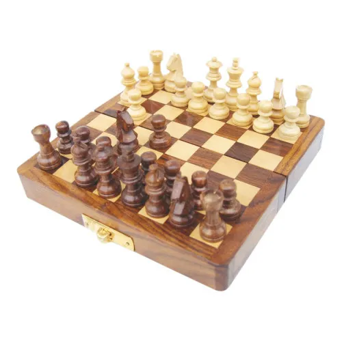 Schachspiel in der Faltbox aus Holz 12,5 cm