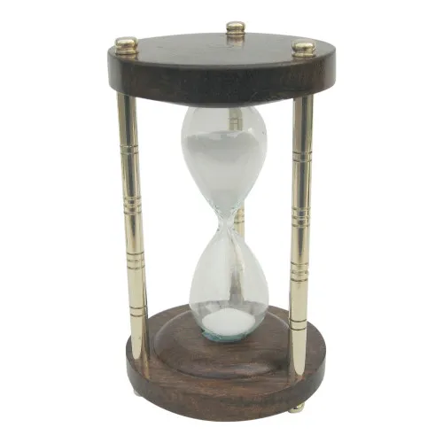 Sanduhr 3 Min. aus Messing/Holz 13 cm