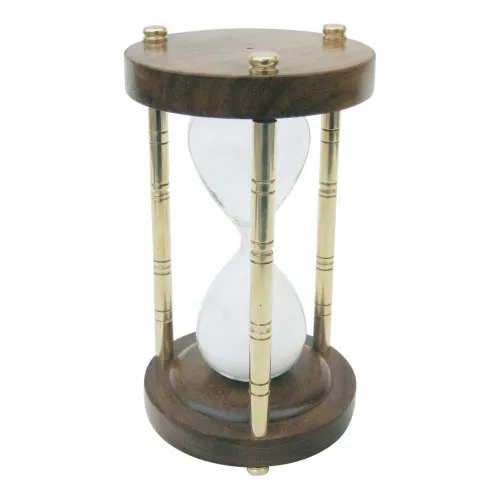 Sanduhr 15 Min. aus Messing/Holz 15 cm