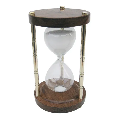 Sanduhr 30 Min. aus Messing/Holz 17,5 cm