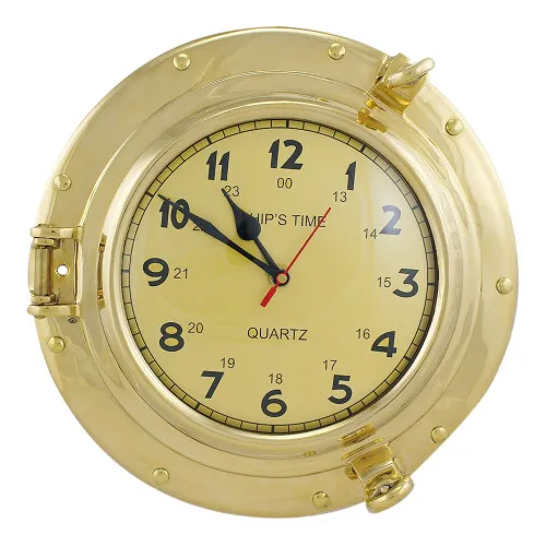 Uhr im Bullauge Nautik aus Messing 28,5 cm