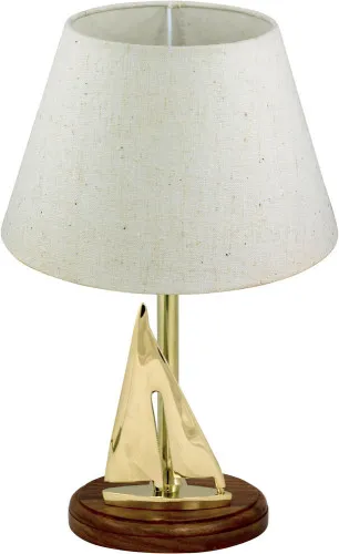 Lampe - Segelyacht Schirmlampe aus Messing/Holz 38 cm
