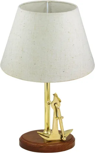 Lampe - Anker Schirmlampe aus Holz/Messing 39 cm