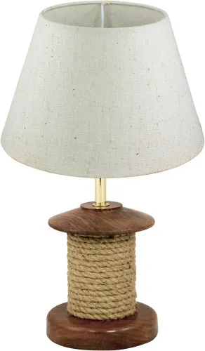 Lampe - Tau Schirmlampe aus Holz/Messing/Tau 39 cm