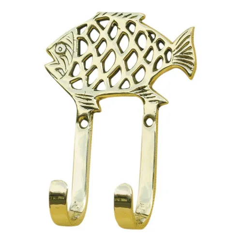 Haken - Fisch Wandhaken aus Messing 8 x 11 cm