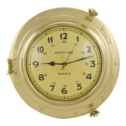 Uhr im Bullauge Nautik aus Messing