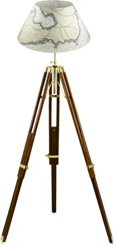 Stativ-Lampe Kartenoptik Schirmlampe aus Holz/Messing 87 x 187 cm