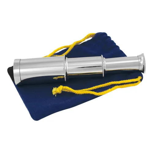 Teleskop mit Stoffbeutel aus Messing vernickelt 15 cm