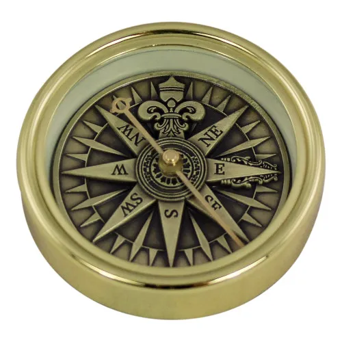 Kompass mit 3D-Windrose aus Messing 1,5 cm