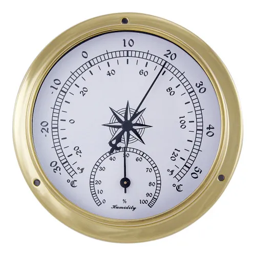 Thermo-/Hygrometer Nautik aus Messing 11,5 x 4 cm