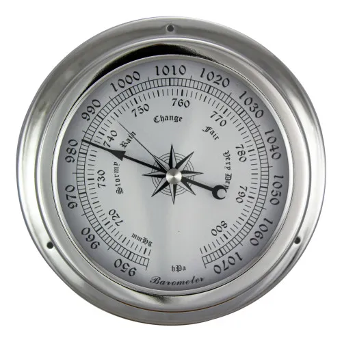 Barometer Nautik aus Messing vernickelt 4,2 cm