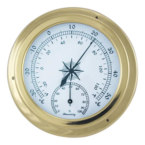 Thermo-/Hygrometer Nautik aus Messing 14 cm