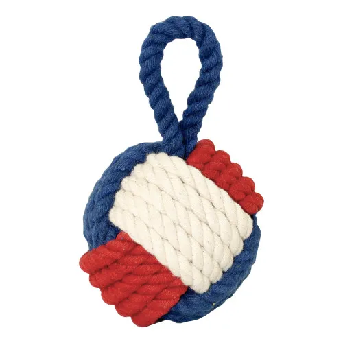 Briefbeschwerer - Kugelknoten Tauwerk aus Jute/Sisal 8,5 x 13 cm rot/weiß/blau