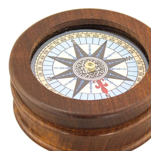 Detailansicht von Kompass mit Glas im Deckel