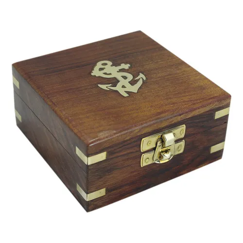 Holzbox Schatulle aus Holz/Messing 10 cm
