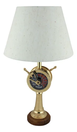 Lampe - Maschinentelegraf Schirmlampe aus Holz/Messing 35 cm