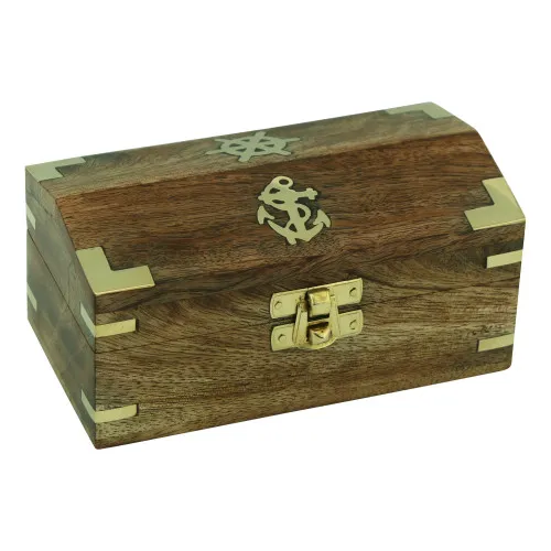 Schatztruhe Schatulle aus Holz/Messing 14 x 7 cm