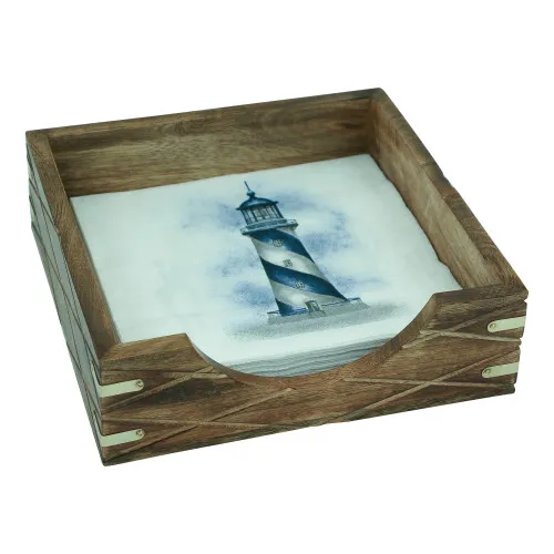 Ablage für Servietten Esstisch aus Holz/Messing 11,5 x 5,8 cm