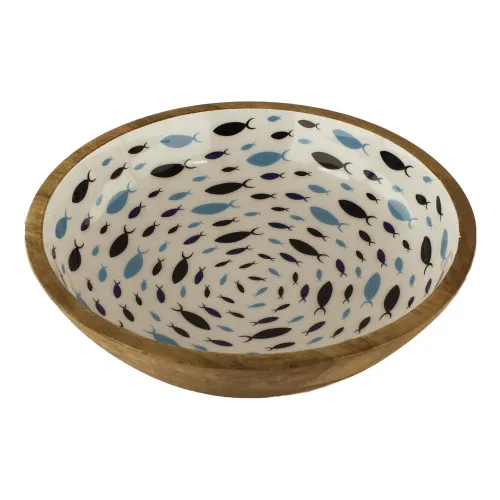 Schale - Fischschwarm Esstisch aus Mango-Holz 30 x 7,5 cm