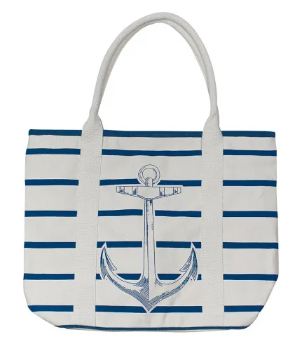 Detailansicht von Strandtasche / Handtasche mit Anker-Motiv