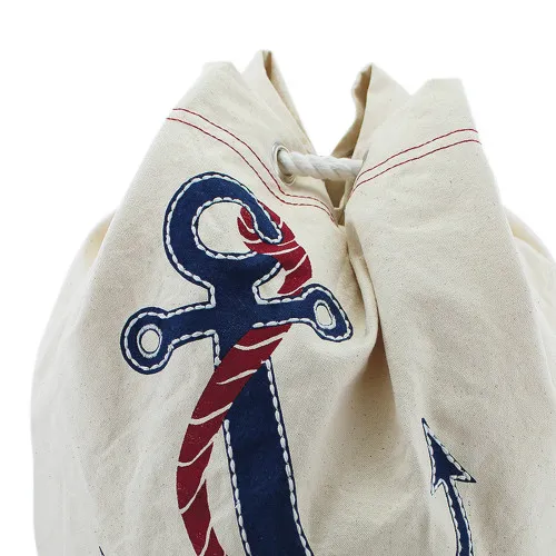 Detailansicht von Strandbeutel / Rucksack mit Anker-Motiv