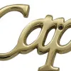 Detailansicht von Türschild Schrift Captain