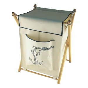 Wäsche-Sack-Ständer maritime Möbel aus Holz/Segel 53 x 66 cm natur