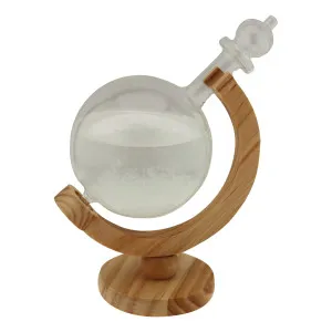 Sturmglas in Kugelkolbenform Wetterstation aus Holz/Glas 18 x 21,5 cm
